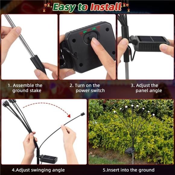 6Pack Solar Christmas Lights Outdoor Waterproof, 8LED Lights, Multicolor - Picture 5 of 6